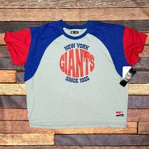 New Era Women's New York Giants Color Block NFL Football New Grey T-Shirt